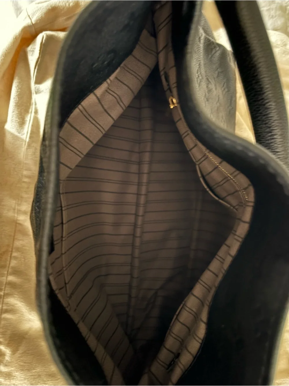 Louis Vuitton Black Monogram-Embossed Leather Shoulder Bag with Gold Hardware